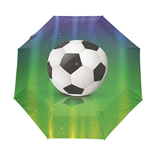 Fußball Fußballstar Regenschirm Auf-Zu Automatik UV-Schutz Taschenschirm Winddichter Umbrella Klein Leicht Schirm Kompakt Schirme für Jungen Mädchen Reise Strand Frauen von BEUSS