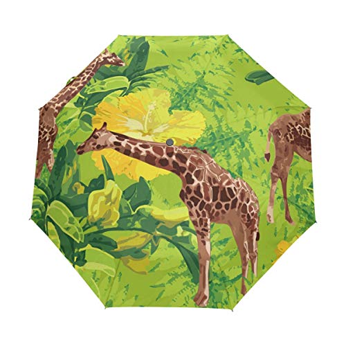 Giraffe Grün Regenschirm Auf-Zu Automatik Taschenschirm Winddichter Umbrella Klein Leicht Schirm Kompakt Schirme für Jungen Mädchen Reise Strand Frauen Giraffe Grün Regenschirm Auf-Zu Automatik Taschenschirm Winddichter Umbrella Klein Leicht Schirm Kompakt Schirme für Jungen Mädchen Reise Strand Frauen von BEUSS
