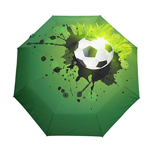 Grüner Fußball Regenschirm Auf-Zu Automatik Taschenschirm Winddichter Umbrella Klein Leicht Schirm Kompakt Schirme für Jungen Mädchen Reise Strand Frauen Grüner Fußball Regenschirm Auf-Zu Automatik Taschenschirm Winddichter Umbrella Klein Leicht Schirm Kompakt Schirme für Jungen Mädchen Reise Strand Frauen von BEUSS