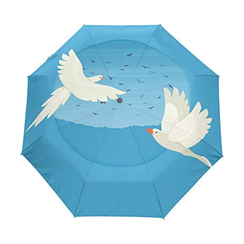 Hulahula Blaue Taube Regenschirm Auf-Zu Automatik Taschenschirm Winddichter Umbrella Klein Leicht Schirm Kompakt Schirme für Jungen Mädchen Reise Strand Frauen von BEUSS