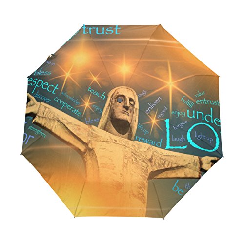 Jesus Liebe Regenschirm Auf-Zu Automatik UV-Schutz Taschenschirm Winddichter Umbrella Klein Leicht Schirm Kompakt Schirme für Jungen Mädchen Reise Strand Frauen Jesus Liebe Regenschirm Auf-Zu Automatik UV-Schutz Taschenschirm Winddichter Umbrella Klein Leicht Schirm Kompakt Schirme für Jungen Mädchen Reise Strand Frauen von BEUSS