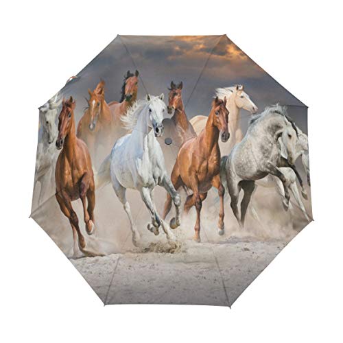 Laufendes Pferd Weiß Regenschirm Auf-Zu Automatik UV-Schutz Taschenschirm Winddichter Umbrella Klein Leicht Schirm Kompakt Schirme für Jungen Mädchen Reise Strand Frauen Laufendes Pferd Weiß Regenschirm Auf-Zu Automatik UV-Schutz Taschenschirm Winddichter Umbrella Klein Leicht Schirm Kompakt Schirme für Jungen Mädchen Reise Strand Frauen von BEUSS