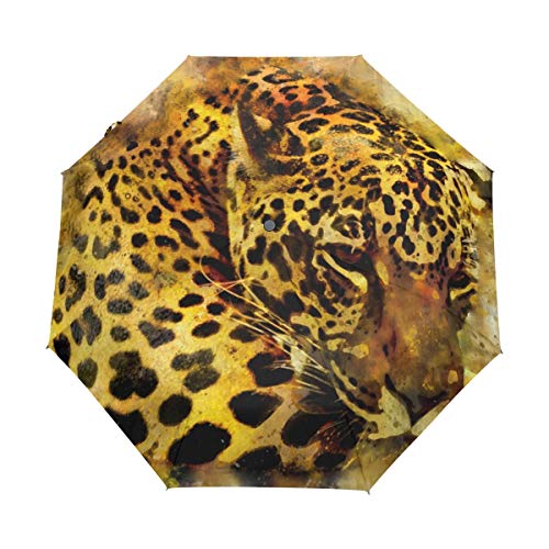 Leopardentiger Regenschirm Auf-Zu Automatik Taschenschirm Winddichter Umbrella Klein Leicht Schirm Kompakt Schirme für Jungen Mädchen Reise Strand Frauen von BEUSS