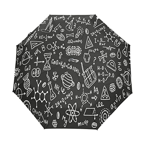 Mathematik Chemie Wissenschaft Formel Regenschirm Auf-Zu Automatik Taschenschirm Winddichter Umbrella Klein Leicht Schirm Kompakt Schirme für Jungen Mädchen Reise Strand Frauen von BEUSS
