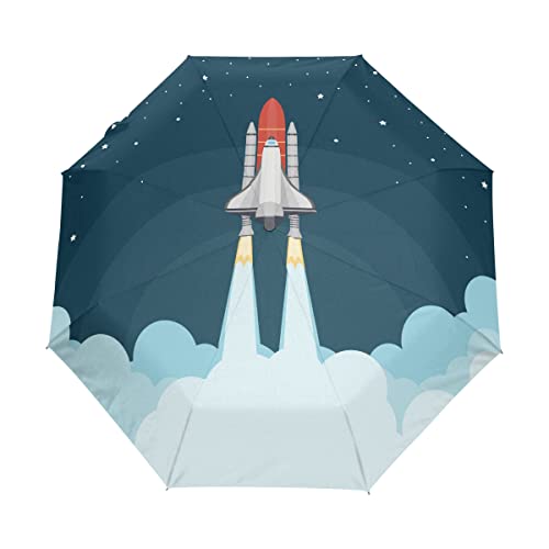 Rakete Himmel Weltraum Cartoon Regenschirm Auf-Zu Automatik Taschenschirm Winddichter Umbrella Klein Leicht Schirm Kompakt Schirme für Jungen Mädchen Reise Strand Frauen Rakete Himmel Weltraum Cartoon Regenschirm Auf-Zu Automatik Taschenschirm Winddichter Umbrella Klein Leicht Schirm Kompakt Schirme für Jungen Mädchen Reise Strand Frauen von BEUSS