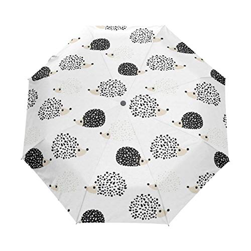 Schwarze Kunst Igel Regenschirm Auf-Zu Automatik Taschenschirm Winddichter Umbrella Klein Leicht Schirm Kompakt Schirme für Jungen Mädchen Reise Strand Frauen von BEUSS