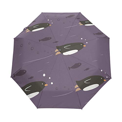 Schwimmender Pinguin Regenschirm Auf-Zu Automatik UV-Schutz Taschenschirm Winddichter Umbrella Klein Leicht Schirm Kompakt Schirme für Jungen Mädchen Reise Strand Frauen von BEUSS