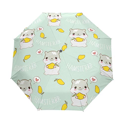 Süße Hamster Liebe Mango Regenschirm Auf-Zu Automatik Taschenschirm Winddichter Umbrella Klein Leicht Schirm Kompakt Schirme für Jungen Mädchen Reise Strand Frauen Süße Hamster Liebe Mango Regenschirm Auf-Zu Automatik Taschenschirm Winddichter Umbrella Klein Leicht Schirm Kompakt Schirme für Jungen Mädchen Reise Strand Frauen von BEUSS