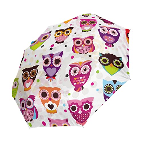 Vogel Bunte Punkte Eule Regenschirm Auf-Zu Automatik UV-Schutz Taschenschirm Winddichter Umbrella Klein Leicht Schirm Kompakt Schirme für Jungen Mädchen Reise Strand Frauen Vogel Bunte Punkte Eule Regenschirm Auf-Zu Automatik UV-Schutz Taschenschirm Winddichter Umbrella Klein Leicht Schirm Kompakt Schirme für Jungen Mädchen Reise Strand Frauen von BEUSS