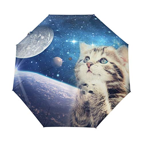 Weltraummond Katze Regenschirm Auf-Zu Automatik Taschenschirm Winddichter Umbrella Klein Leicht Schirm Kompakt Schirme für Jungen Mädchen Reise Strand Frauen Weltraummond Katze Regenschirm Auf-Zu Automatik Taschenschirm Winddichter Umbrella Klein Leicht Schirm Kompakt Schirme für Jungen Mädchen Reise Strand Frauen von BEUSS