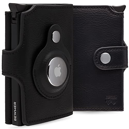 BEWMER v2 Shielded Slim Wallet mit Münzfach für Herren & Damen | Kartenetui mit Münzfach & RFID-Schutz & Anti-Cloning | Geldbörse für Scheine, Münzen & 9 Kreditkarten | Schwarz von BEWMER