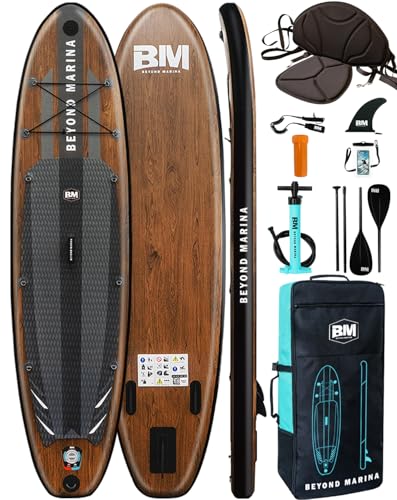 BEYOND MARINA Sup Board, Stand Up Paddling Board, Paddle Board, Aufblasbares Paddleboard Surfboard Wassersport, Pumpe, Rucksack, Paddel, Leash, 320 x81 x15CM, Holzmaserung BEYOND MARINA Sup Board, Stand Up Paddling Board, Paddle Board, Aufblasbares Paddleboard Surfboard Wassersport, Pumpe, Rucksack, Paddel, Leash, 320 x81 x15CM, Holzmaserung von BEYOND MARINA