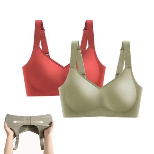 BFDSGWQ BH mit Anti-Hängegefühl und Unterstützung für große Brüste zur Kontrolle des Achselfetts, Push-Up-BHS mit voller Abdeckung, Glatte bügellose BHS (2PCS-K,L) von BFDSGWQ