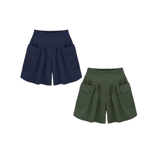 BFDSGWQ Elmyse-Shorts, Frauen Strand Casual Hot Shorts mit Elastischem Bund, Lässige, lockere, Bequeme Shorts mit Taschen (B+C,4XL) von BFDSGWQ