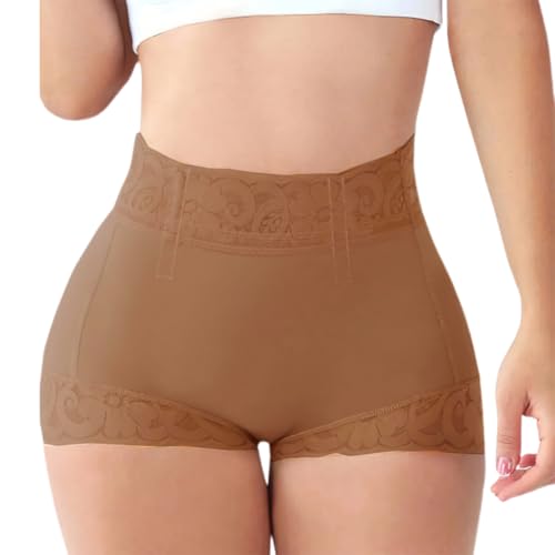 BFDSGWQ Klassischer, Figurformender Po-Lifter-Slip aus Spitze für Damen zum täglichen Tragen, glättender Slip, Po-Vergrößerer-Unterwäsche mit Polsterung (Brown,XL) von BFDSGWQ