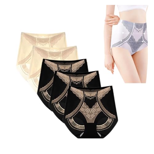 BFDSGWQ Nahtlose, hoch taillierte, Formende Hose aus flüssiger Eisseide Ionische Shapewear aus Eisseide Unterwäsche zur Bauchkontrolle und Po-Lifting (5PCS-B,L) von BFDSGWQ