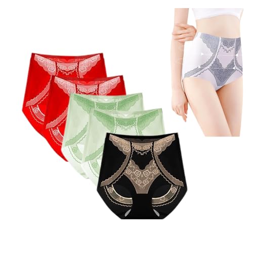 BFDSGWQ Nahtlose, hoch taillierte, Formende Hose aus flüssiger Eisseide Ionische Shapewear aus Eisseide Unterwäsche zur Bauchkontrolle und Po-Lifting (5PCS-D,L) von BFDSGWQ