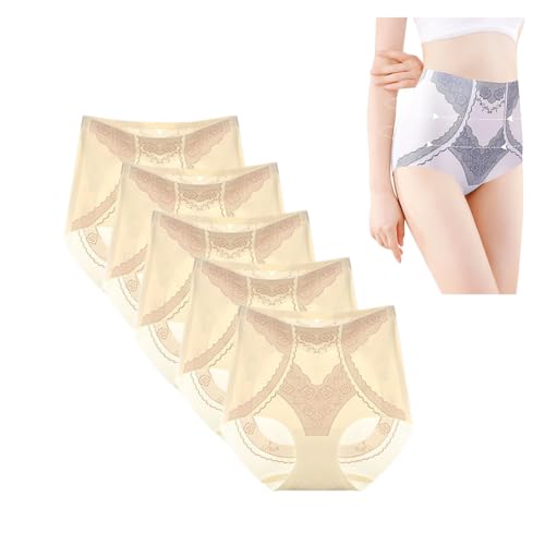 BFDSGWQ Nahtlose, hoch taillierte, Formende Hose aus flüssiger Eisseide Ionische Shapewear aus Eisseide Unterwäsche zur Bauchkontrolle und Po-Lifting (5PCS-F,XL) von BFDSGWQ