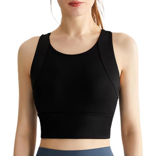 BFDSGWQ ZaLora Haltungs-BH, hoher Hals, drahtlos, gepolsterter Yoga-BH, Longline Workout Crop Tank Tops, Push Up Sport-BH von BFDSGWQ