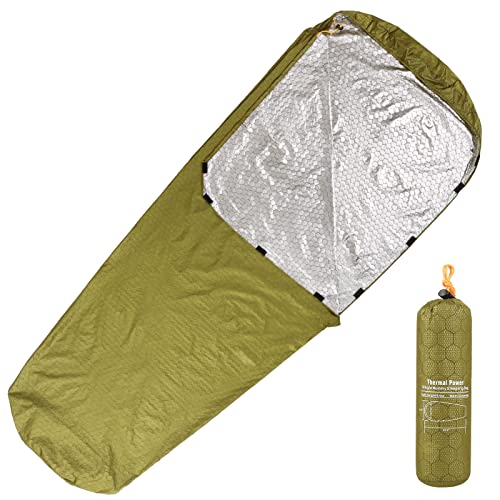 Notfallschlafsack, leicht, wasserdicht, thermische Notfalldecke, Überlebensausrüstung für Outdoor-Abenteuer, Camping, Wandern, Rucksackreisen, 73 (Grün für 1 Person) von BFDUABDHHBFAE