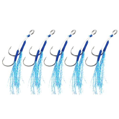 BFLKY 5 Stück Kleine Jig Jigging Haken Assist Rigs Kreishaken Doppel Assistenz Haken Sets Meeresangel Jigging Köder Haken von BFLKY