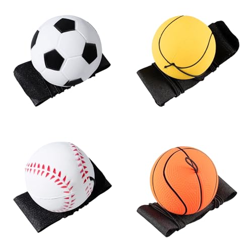 4 Stk Springball mit Schnur Kinder,Ball an Schnur,Handgelenk Return Ball,Ball mit Schnur Fußball,Basketball,Tennis,Baseball,Softball,Elastizitätsball mit Gummiband Wrist,Sport Spielzeug für Erwachsen 4 Stk Springball mit Schnur Kinder,Ball an Schnur,Handgelenk Return Ball,Ball mit Schnur Fußball,Basketball,Tennis,Baseball,Softball,Elastizitätsball mit Gummiband Wrist,Sport Spielzeug für Erwachsen von BFUZXY