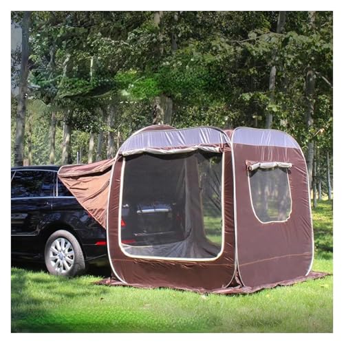 Auto Vorzelt Camping, Kofferraumzelt, einfach aufzubauen, Auto-Markise, Sonnenschutz, Camping-SUV-Heckzelt, tragbares, wasserdichtes Dachzelt, Autoüberdachung for SUV, Minivan, Schrägheck(Brown) von BFVAKBKYT