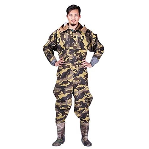 BFVAKBKYT Angeln Wathosen, Brust Wathosen, Wathose, wasserdicht, leicht, for Angeln, mit Stiefeln, Jagd-Wathose mit Stiefelfuß for Männer und Frauen(Camouflage,36) von BFVAKBKYT