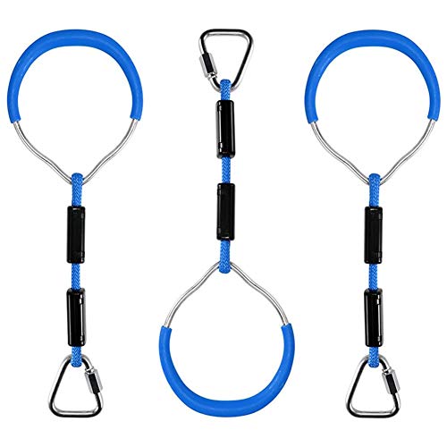 BFVAKBKYT Gymnastik Ringe,Suspension Trainer System, Kinder Farbringe Outdoor Sport Aerial Klettern Ninja Anzug Park Picknick Spielzeug Kinder Geburtstag Geschenke Sommer Spielen Requisiten(Blue) von BFVAKBKYT