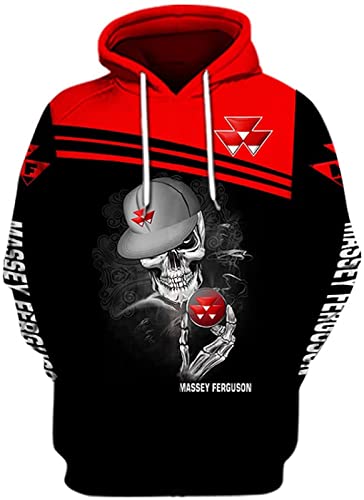 BFWYAOFALE Herren Hoodie Jacken, leichtes Massey-Ferguson Sweatshirt 3D Digital Print mit Kapuze Casual Sweatshirt Männer Zip Sweatshirt Track Jacket Loose Sportswear Long Sleeve Sweatshirt,A,XXL von BFWYAOFALE