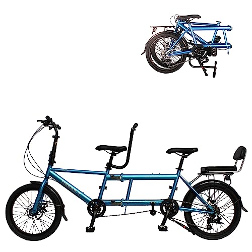 BGGFNZ Faltbares Tandem-Fahrrad für Erwachsene, Beach-Cruiser-Fahrrad, 20-Zoll-Räder, Tandem-Fahrrad, verstellbares 7-Gang-Tandem-Fahrrad, Cruiser-Fahrrad von BGGFNZ