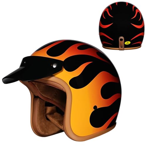 3/4 Open Face Motorrad-Halbhelm, Jet-Motorradhelm ECE-Zertifiziert Mit Herausnehmbarem Innenfutter, Moped-Halbhelm, Cruiser-Helm Für Männer Und Frauen F,XL=61-62CM von BGGNG