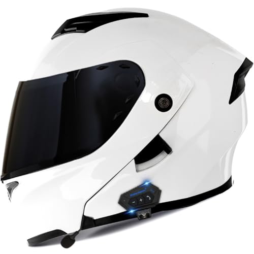 Bluetooth Motorradhelm Motorrad Klapphelm Modularer Helm mit Doppelvisier,ECE Zertifiziert Integralhelm für Automatische Antwort, Vollvisierhelm für Erwachsene Männer Frauen B1,XL=61-62CM von BGGNG