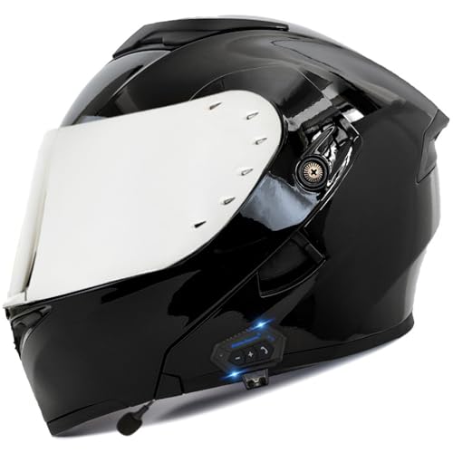 Bluetooth Motorradhelm Motorrad Klapphelm Modularer Helm mit Doppelvisier,ECE Zertifiziert Integralhelm für Automatische Antwort, Vollvisierhelm für Erwachsene Männer Frauen C3,XL=61-62CM von BGGNG