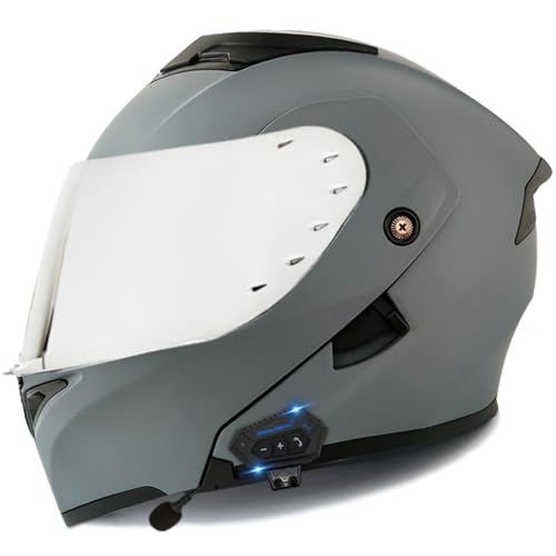 Bluetooth Motorradhelm Motorrad Klapphelm Modularer Helm mit Doppelvisier,ECE Zertifiziert Integralhelm für Automatische Antwort, Vollvisierhelm für Erwachsene Männer Frauen D3,XXL=63-64CM von BGGNG