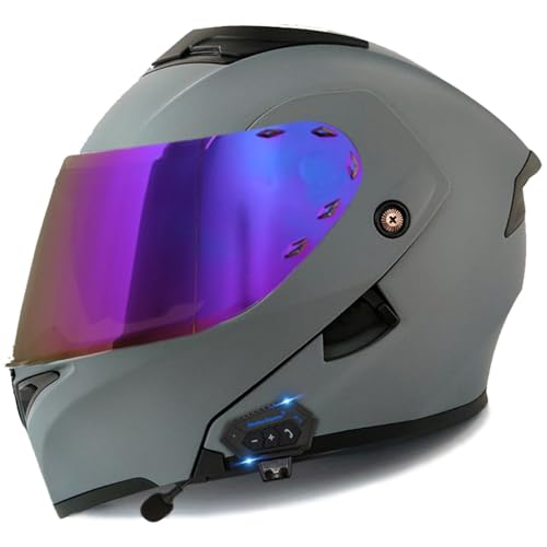 Bluetooth Motorradhelm Motorrad Klapphelm Modularer Helm mit Doppelvisier,ECE Zertifiziert Integralhelm für Automatische Antwort, Vollvisierhelm für Erwachsene Männer Frauen D4,M=57-58CM von BGGNG