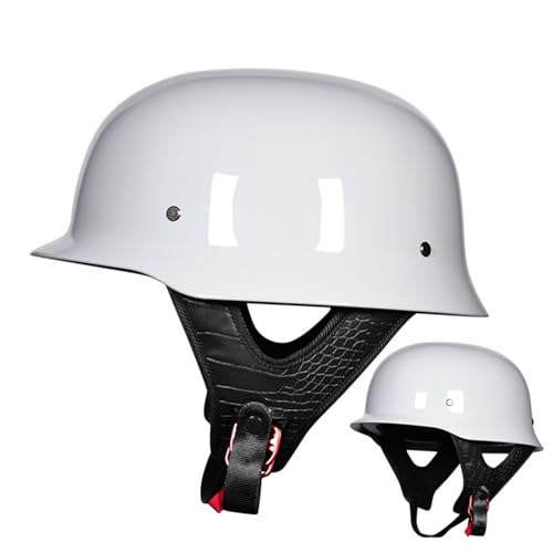 Deutscher Motorrad-Halbhelm, DOT/ECE-Geprüfter Retro-Jet-Motorradhelm Für Erwachsene Für Straßenräder, Chopper, Mopeds, Bequemer Motorradhelm G,M=57-58CM von BGGNG