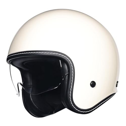 JetHelm Vintage Motorradhelm 3/4 Motorrad-Halbhelm Rollerhelm Retro Scooter-Helm Offenem Moped Mofa-Helm Vespa Pilot Biker Helmet ECE Zulassung mit Visier Helm C,XXL=63-64CM von BGGNG