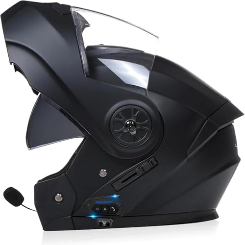 Klapphelm Bluetooth Motorradhelm Mit Doppeltem Antibeschlagvisier, Motorrad Integralhelm, Klapphelm Vorbereitet Mit Sonnenblende, ECE Zertifiziert, Für Erwachsene Damen Herren J,XL=61-62CM von BGGNG