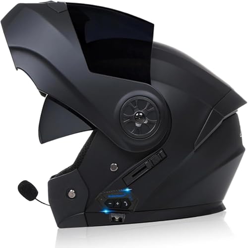 Klapphelm Bluetooth Motorradhelm Mit Doppeltem Antibeschlagvisier, Motorrad Integralhelm, Klapphelm Vorbereitet Mit Sonnenblende, ECE Zertifiziert, Für Erwachsene Damen Herren K,XL=61-62CM von BGGNG