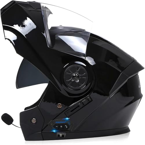 Klapphelm Bluetooth Motorradhelm Mit Doppeltem Antibeschlagvisier, Motorrad Integralhelm, Klapphelm Vorbereitet Mit Sonnenblende, ECE Zertifiziert, Für Erwachsene Damen Herren L,S=55-56CM von BGGNG