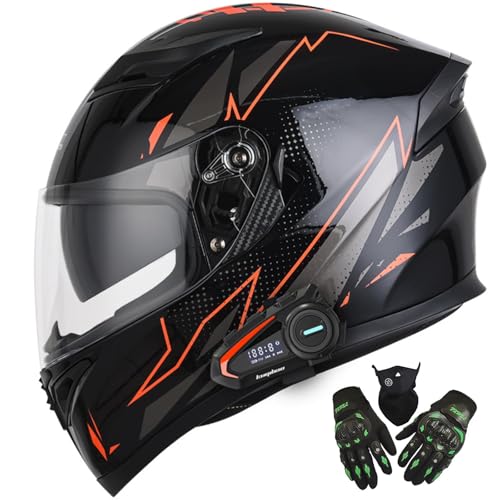 Motorrad Klapphelm Mit Bluetooth, Motorradhelm Integralhelm Mit Doppelvisier, ECE-Zertifizierter Herren Damen Modularer Sturzhelm, Motorrad Roller Cruiser Helm P,L=59-60CM von BGGNG