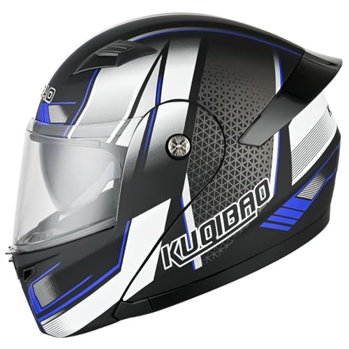 Motorradhelm Integralhelm mit Doppelvisier,Klapphelm Motorradhelm für Erwachsene Männer und Frauen,ECE-geprüfter Modularer Helm Integralhelm,Motocross-Rennhelm Schutzhelm E,L=59-60CM von BGGNG