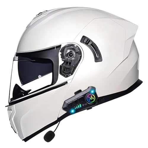 Motorradhelm mit Bluetooth Klapphelm Herren,ECE Zertifiziert Sturzhelm,Integriert Motorradhelm,mit Doppelvisier Mikrofon Motorrad Helm für Erwachsene Modularer Helm J,XL=61-62CM von BGGNG