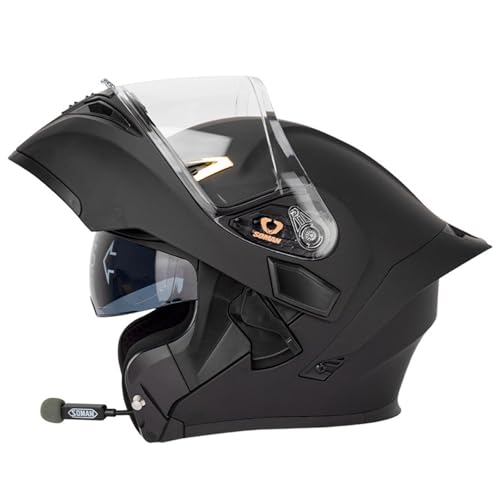 Motorradhelm mit Bluetooth Klapphelm Modulare Helm,ECE Zertifiziert Integralhelm mit Doppelvisier, für Erwachsene Frauen Männer,mit Eingebautem Mikrofon für Automatische Reaktion D,S=55-56CM von BGGNG