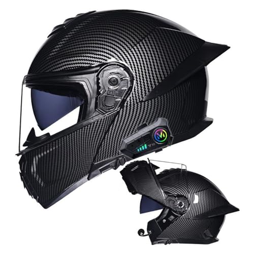 Motorradhelm mit Bluetooth Klapphelm mit Doppelvisier Modularer Helm ECE-geprüfter Sturzhelm Erwachsene Damen und Herren Lautsprecher Mikrofon Automatische Antwort G,L=59-60CM von BGGNG