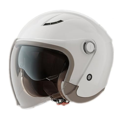 Retro-Jethelm 3/4-Motorradhelm Retro-Jethelm Offener Motorradhelm Mit Doppelvisier Cruiserhelm Für Männer Frauen DOT/ECE-Geprüft Moped Roller D,63-64CM von BGGNG