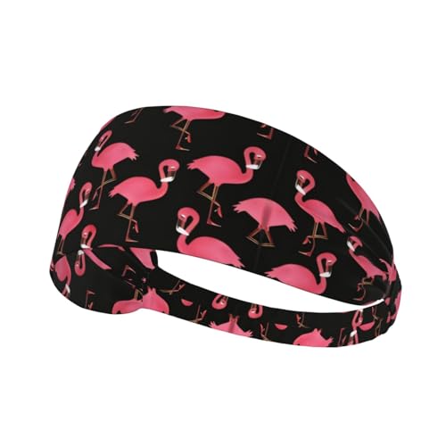 Niedliches rotes Flamingos, elastisches Sport-Stirnband, schweißabsorbierend und atmungsaktiv, geeignet für Laufen, Yoga, Radfahren, Fitness, elastisches Übungs-Stirnband von BGHEWRT