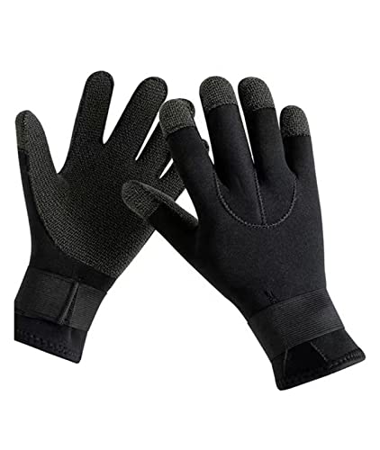 BGTSF Neoprenhandschuhe, 3MM Tauchhandschuhe for Unterwasser-Speerfischausrüstung, rutschfeste, verstellbare Schwarze Handschuhe,Kaltwasser-Schwimmzubehör(Small) von BGTSF