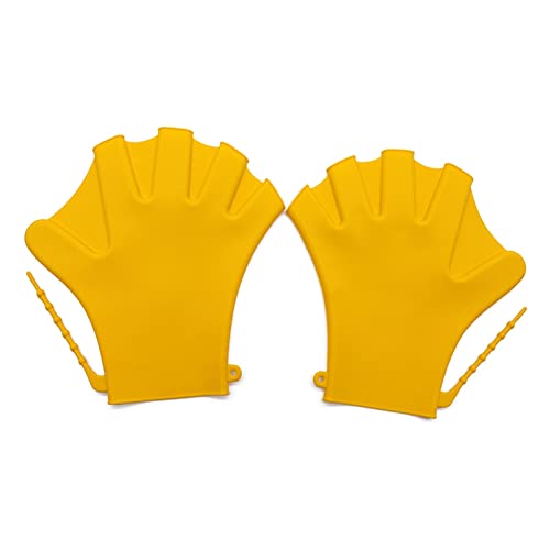 Neoprenhandschuhe, 1 Paar Schwimmhandschuhe Schwimmhäute Fitness Wasserwiderstand Trainingshandschuhe Silikon Schwimmen Tauchhandschuh Schwimmtraining Fäustlinge ,Kaltwasser-Schwimmzubehör(Yellow) von BGTSF